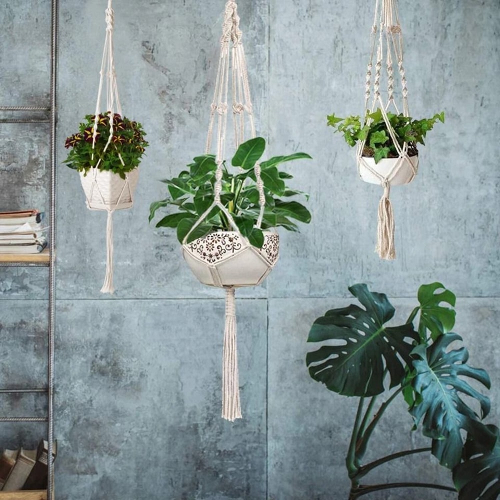 Macrame Net Hanging Garden Plant Hanger Pot Holder Decor Planter Basket Rope For Bohemian Home Deco 4