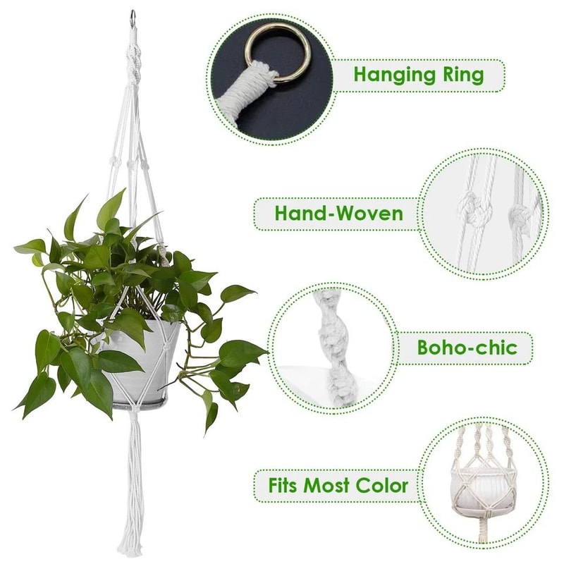 Macrame Net Hanging Garden Plant Hanger Pot Holder Decor Planter Basket Rope For Bohemian Home Deco 7
