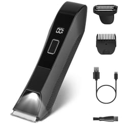 waterproof electric body trimmer, cordless beard shaver, groin & pubic hair grooming for men, rechargeable travel shaver
