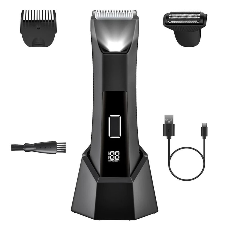 Waterproof Electric Body Trimmer Cordless Beard Shaver Groin Pubic Hair Grooming For Men Rechargea 1