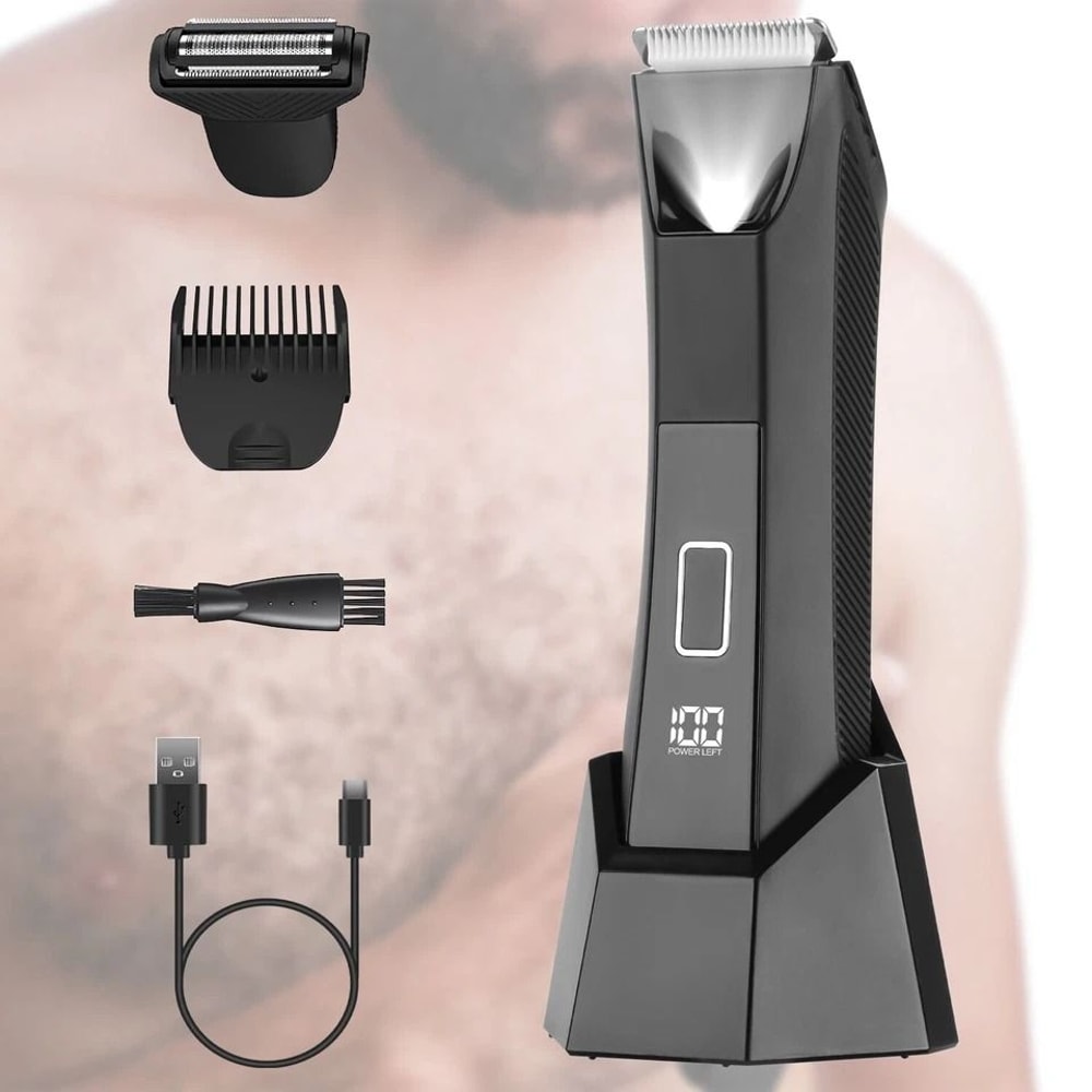 Waterproof Electric Body Trimmer Cordless Beard Shaver Groin Pubic Hair Grooming For Men Rechargea 3