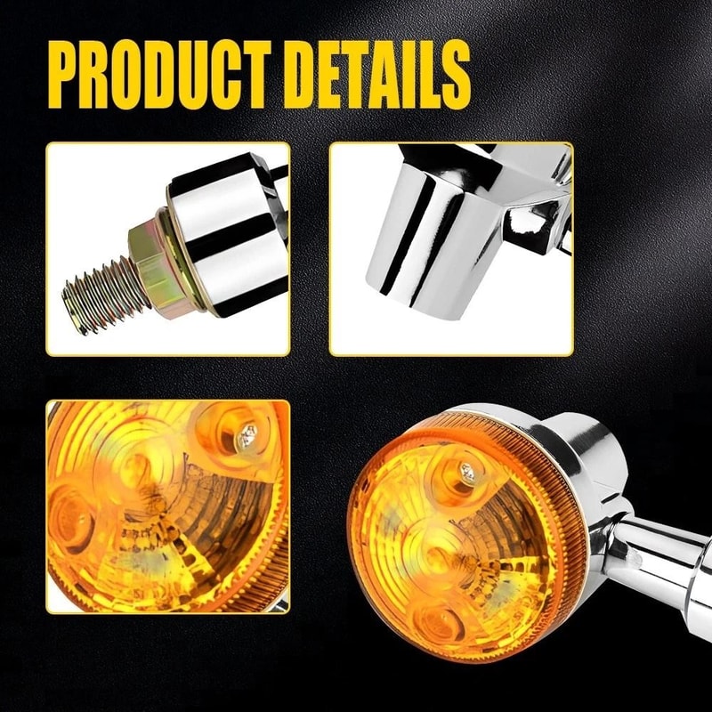 High Waterproof Amber Turn Signal Lights Chrome Thread For Motorcycles 2
