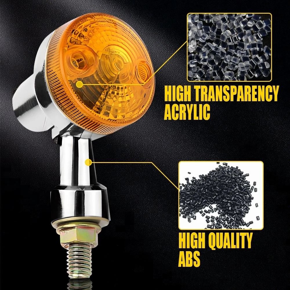 High Waterproof Amber Turn Signal Lights Chrome Thread For Motorcycles 3