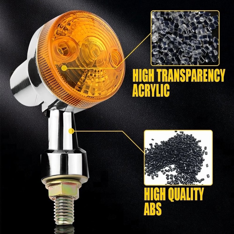 High Waterproof Amber Turn Signal Lights Chrome Thread For Motorcycles 3