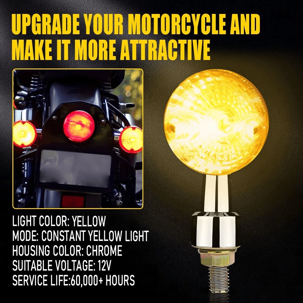 High Waterproof Amber Turn Signal Lights Chrome Thread For Motorcycles 4