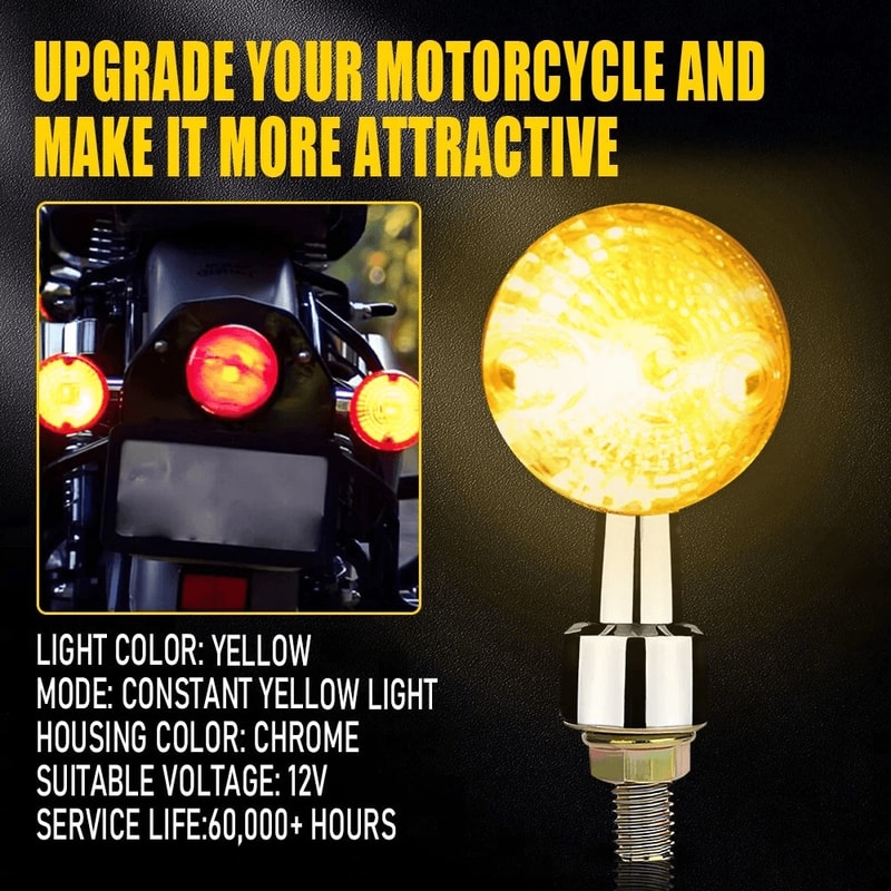 High Waterproof Amber Turn Signal Lights Chrome Thread For Motorcycles 4