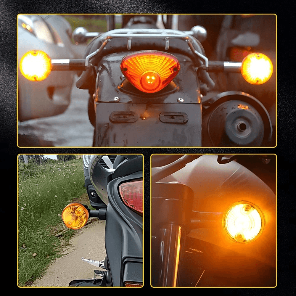 High Waterproof Amber Turn Signal Lights Chrome Thread For Motorcycles 6
