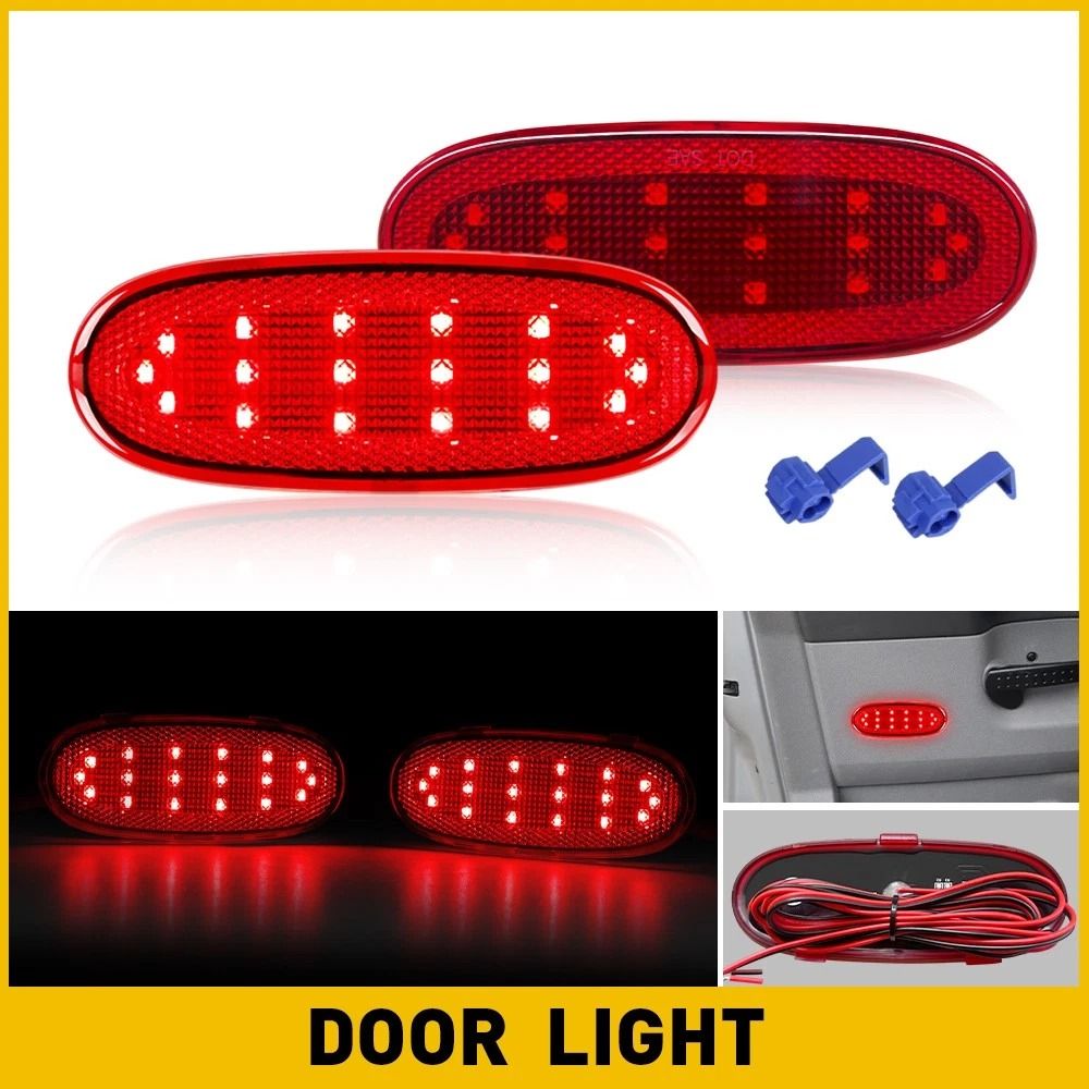 Courtesy Red LED Rear Door Panel Lights Cover Durable Waterproof EnergySaving 1