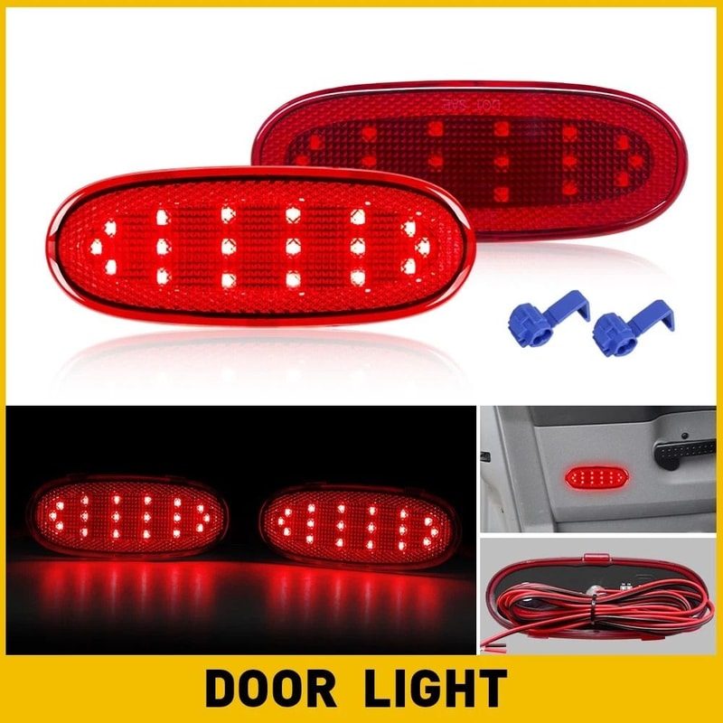 Courtesy Red LED Rear Door Panel Lights Cover Durable Waterproof EnergySaving 1