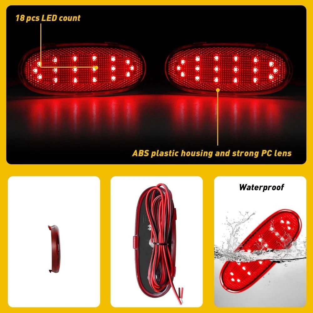 Courtesy Red LED Rear Door Panel Lights Cover Durable Waterproof EnergySaving 10