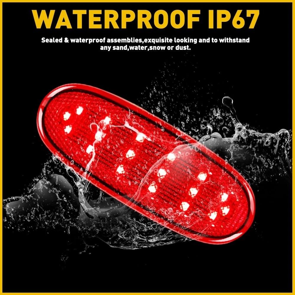 Courtesy Red LED Rear Door Panel Lights Cover Durable Waterproof EnergySaving 3