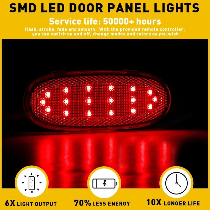 Courtesy Red LED Rear Door Panel Lights Cover Durable Waterproof EnergySaving 7