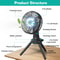 Rechargeable Camping Fan Foldable Tripod Fan W LED Light Hanging Hook For Hiking Tent And Outdoor 5