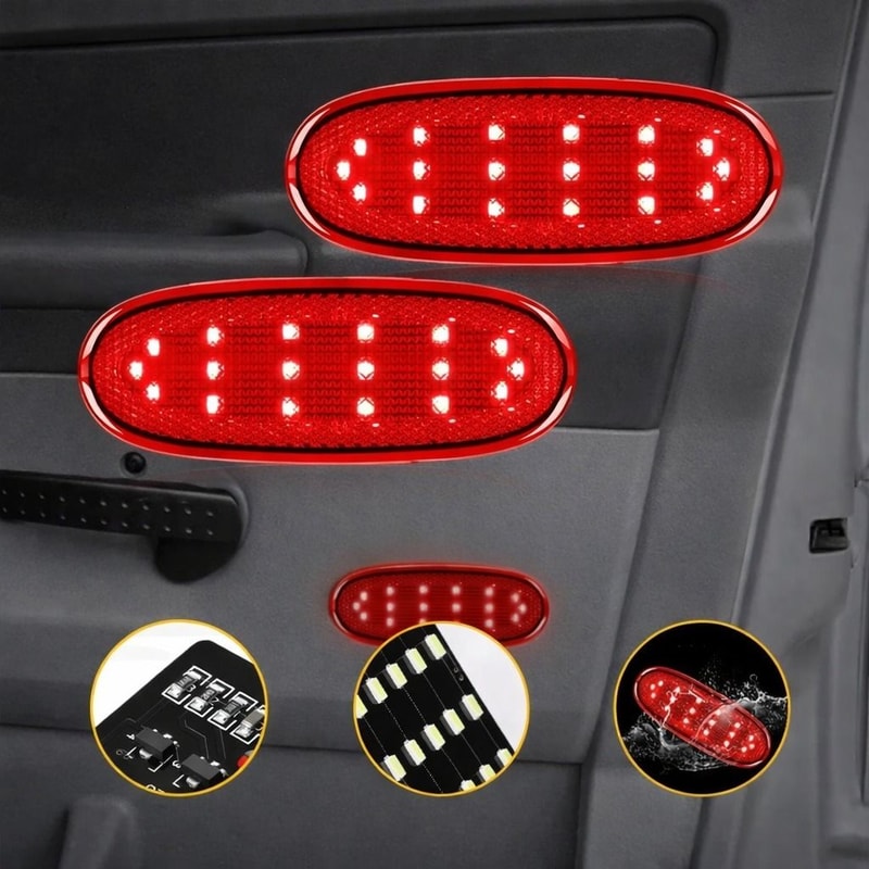 Courtesy Red LED Rear Door Panel Lights Cover Durable Waterproof EnergySaving 0