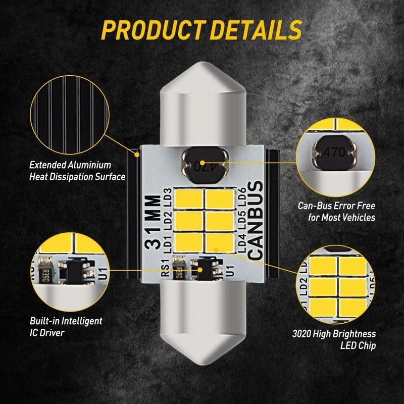 Super Bright LED Interior Bulbs For Car Truck Dome Light 31mm Festoon 3