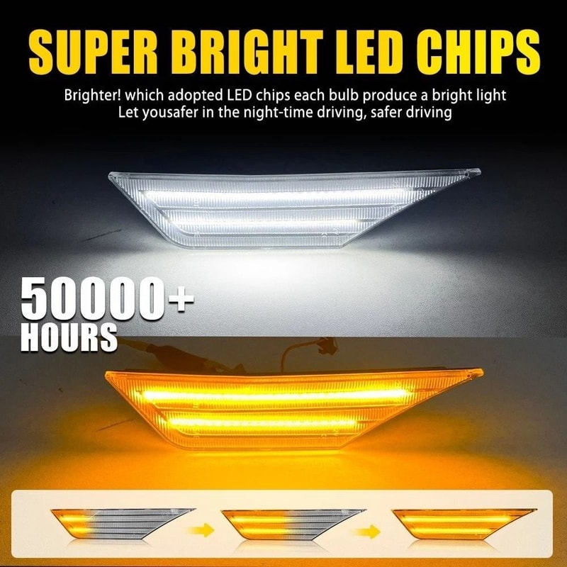 Coupe Clear Lens LED Side Marker Light High Brightness Waterproof EnergySaving 3