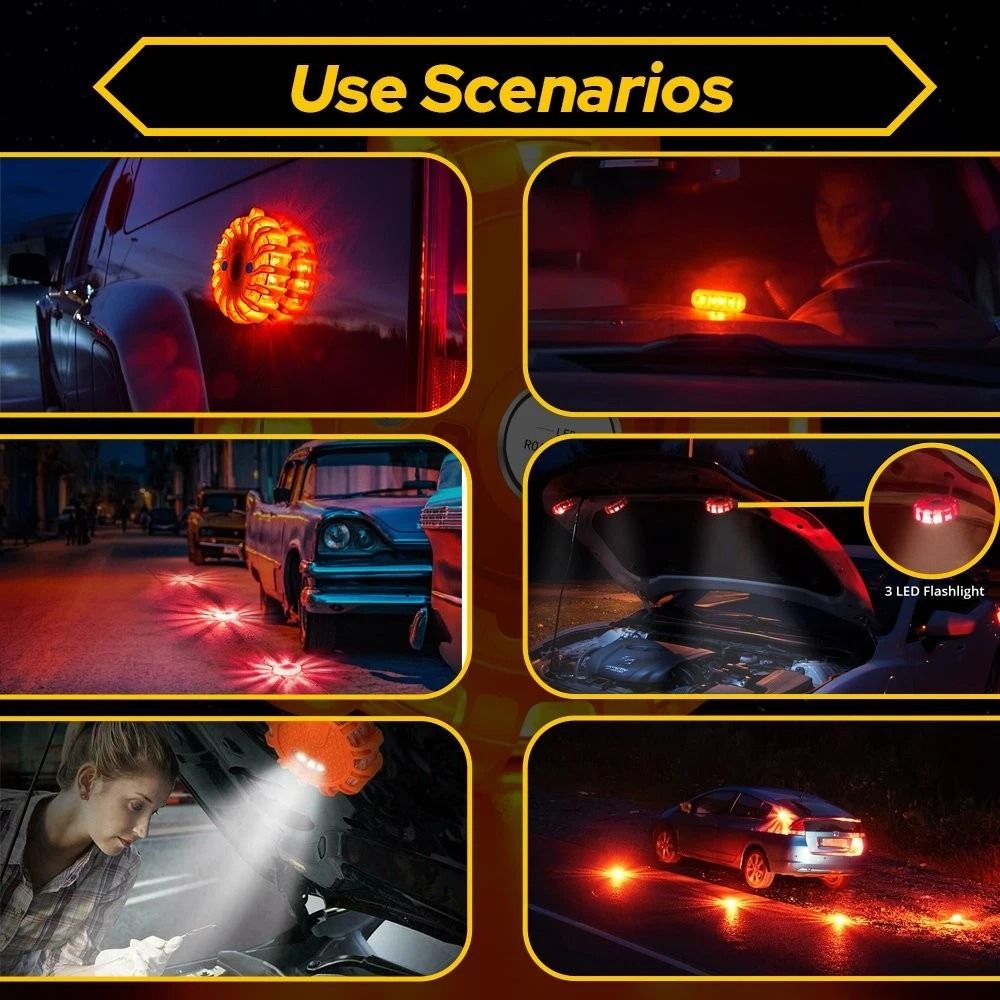 Emergency LED Road Flares Flashing Warning Light For Roadside Beacon Safety 3