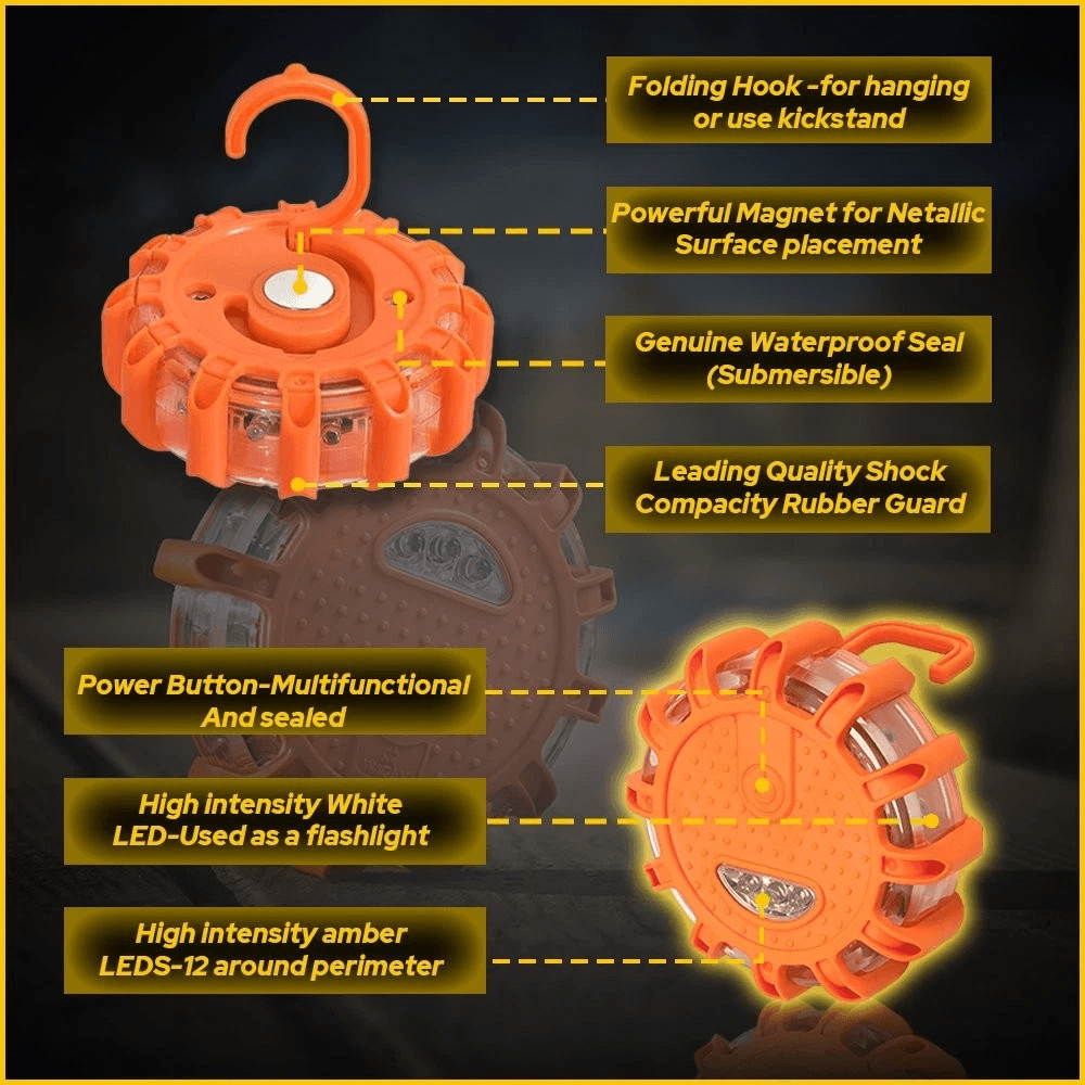 Emergency LED Road Flares Flashing Warning Light For Roadside Beacon Safety 4