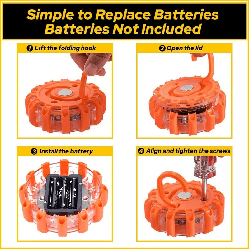 Emergency LED Road Flares Flashing Warning Light For Roadside Beacon Safety 6