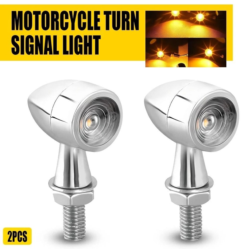 Bullet LED Turn Signal Brake Light Amber Chrome Mini Motorcycle Blinker For Enhanced Visibility 10