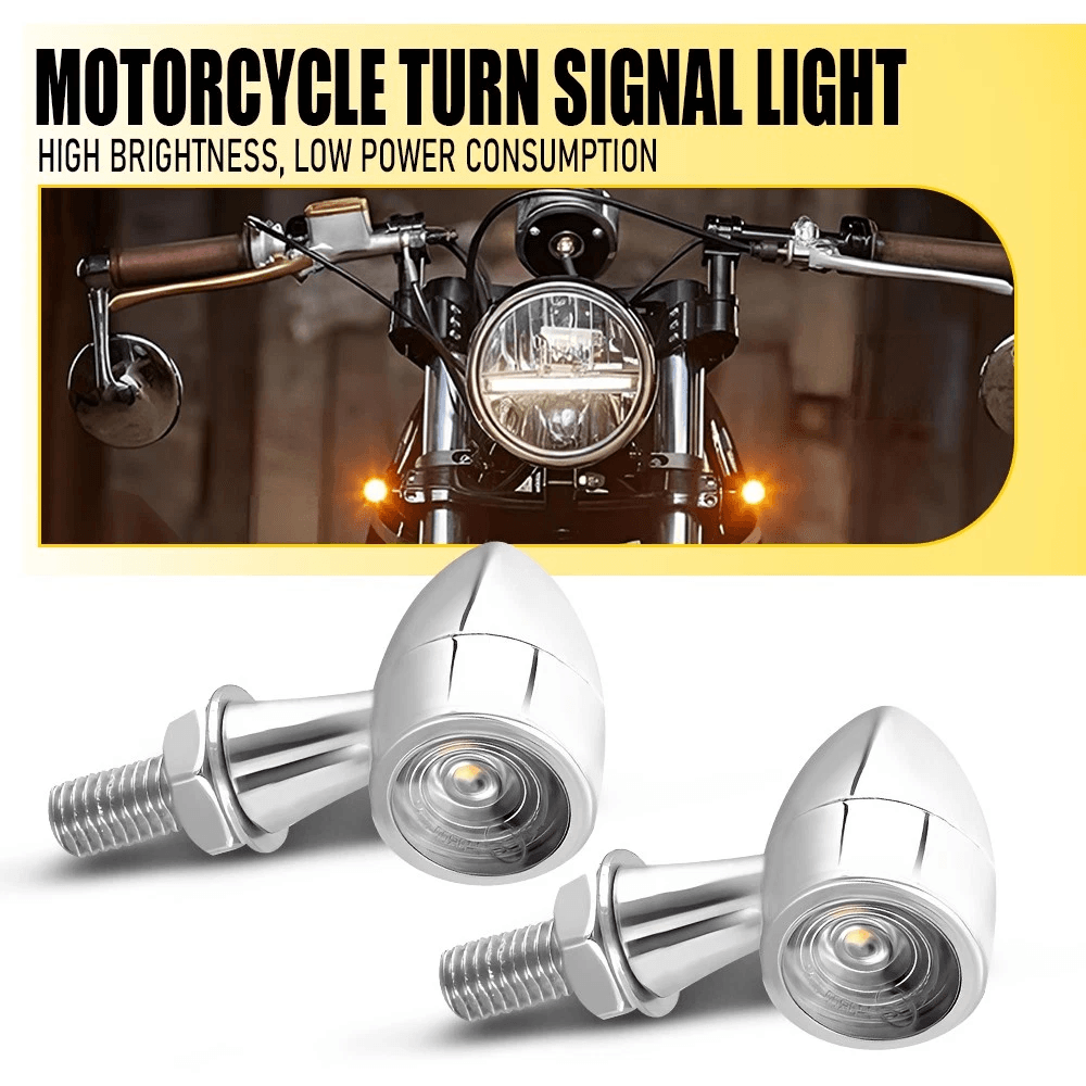 Bullet LED Turn Signal Brake Light Amber Chrome Mini Motorcycle Blinker For Enhanced Visibility 3