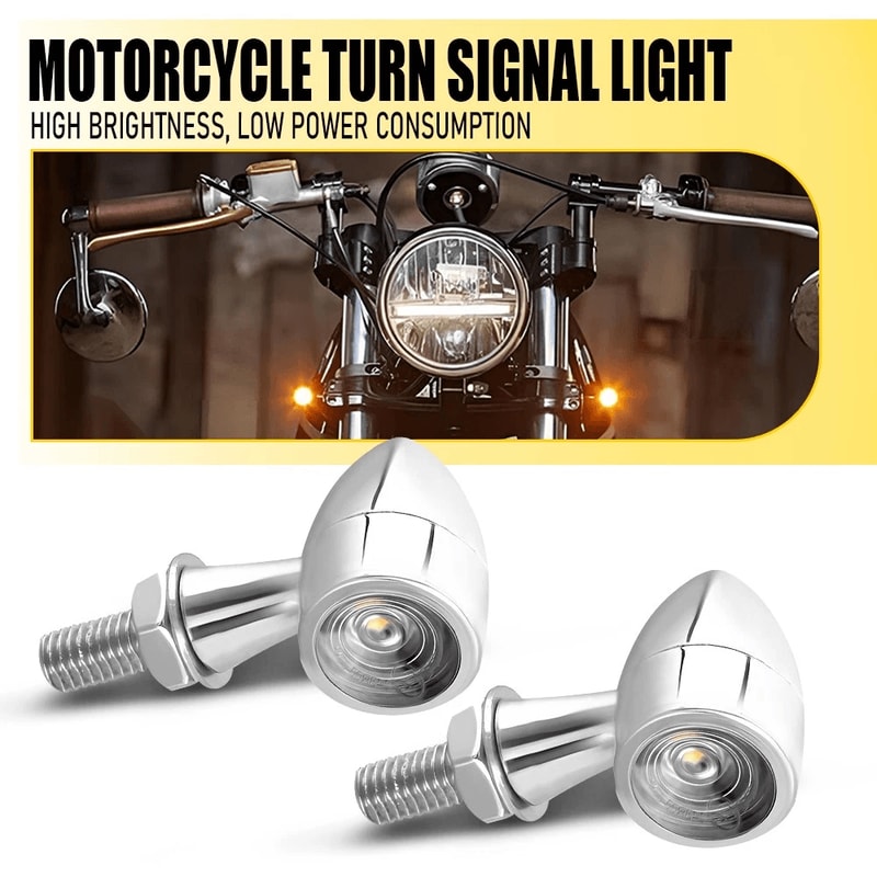 Bullet LED Turn Signal Brake Light Amber Chrome Mini Motorcycle Blinker For Enhanced Visibility 3