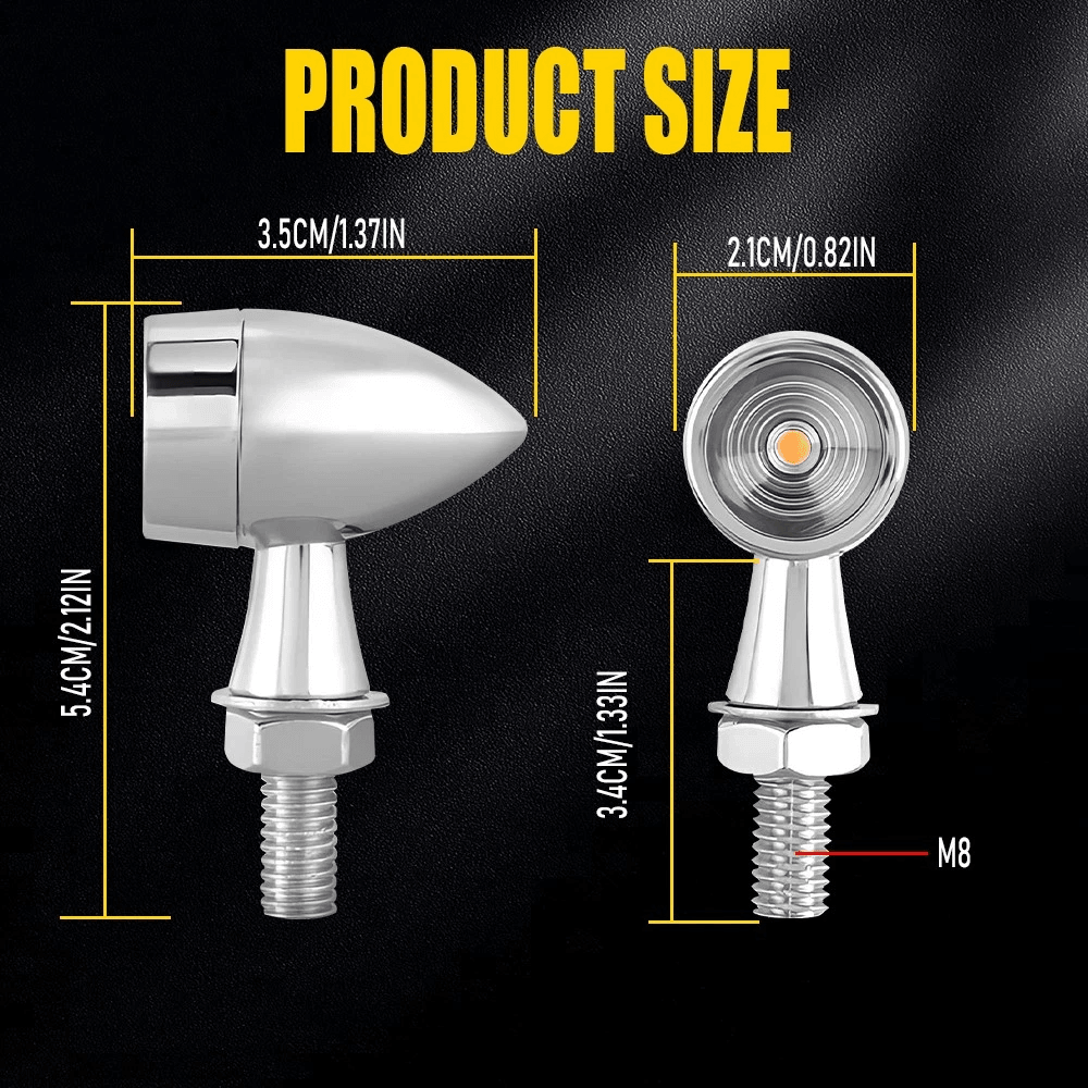 Bullet LED Turn Signal Brake Light Amber Chrome Mini Motorcycle Blinker For Enhanced Visibility 4