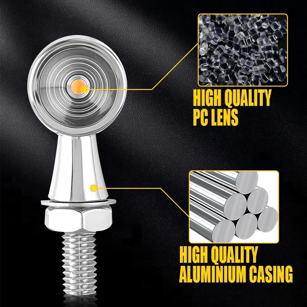 Bullet LED Turn Signal Brake Light Amber Chrome Mini Motorcycle Blinker For Enhanced Visibility 6