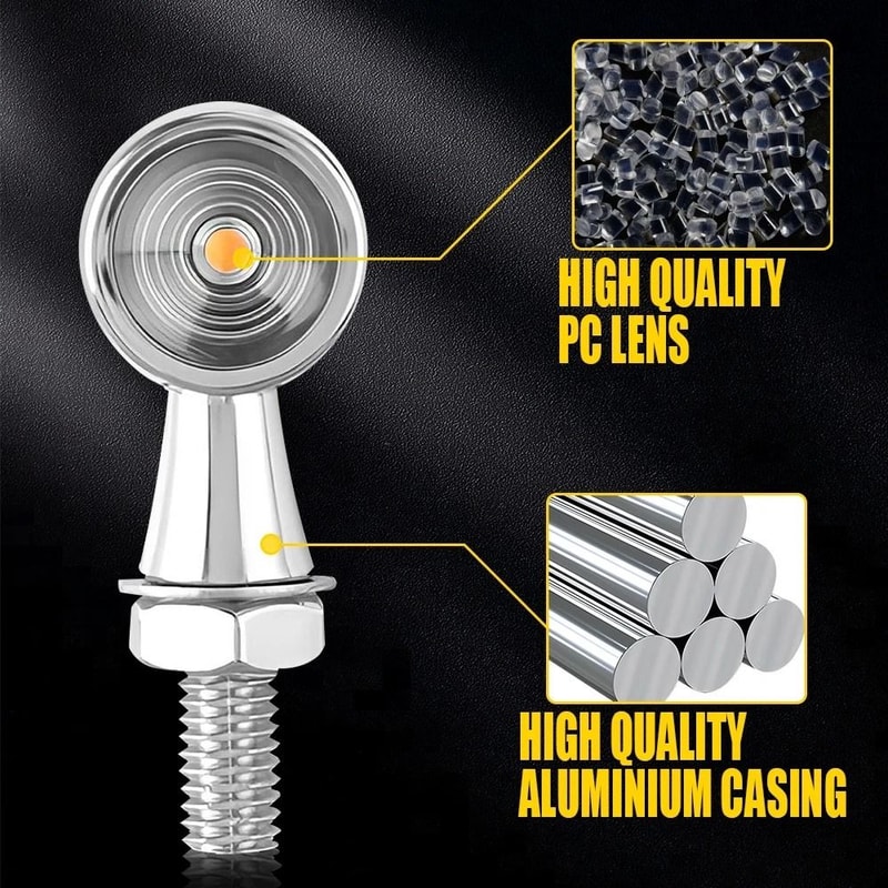 Bullet LED Turn Signal Brake Light Amber Chrome Mini Motorcycle Blinker For Enhanced Visibility 6