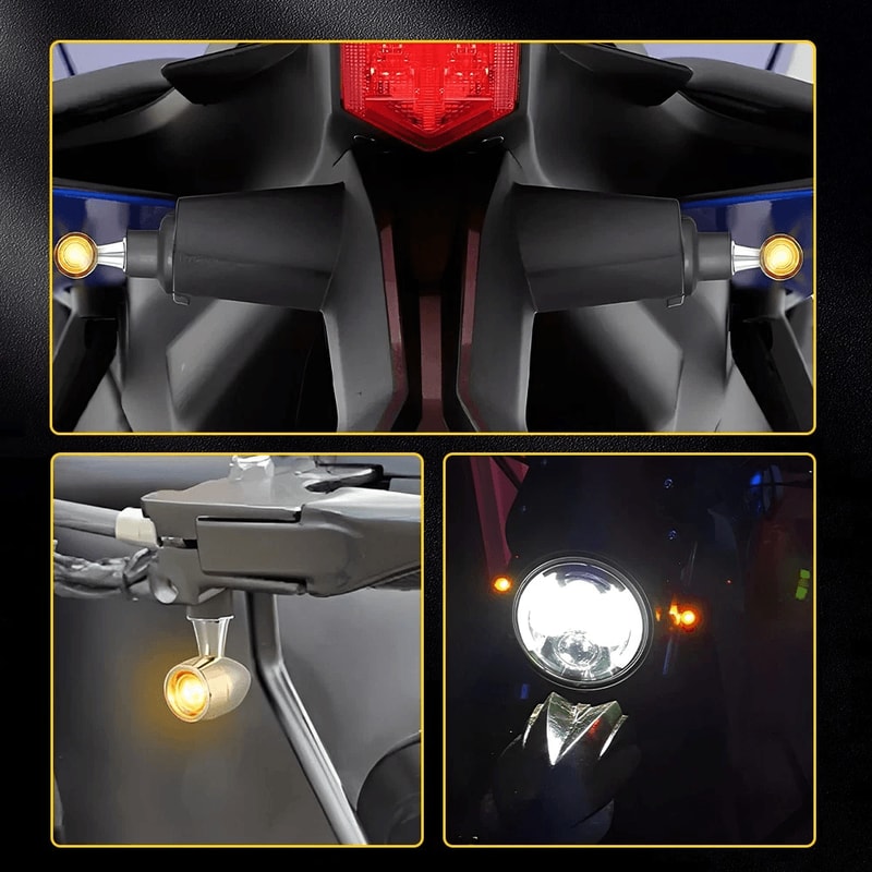 Bullet LED Turn Signal Brake Light Amber Chrome Mini Motorcycle Blinker For Enhanced Visibility 9