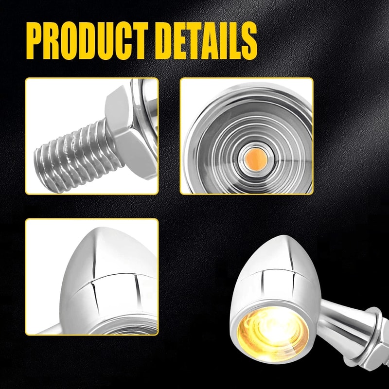 Bullet LED Turn Signal Brake Light Amber Chrome Mini Motorcycle Blinker For Enhanced Visibility 7