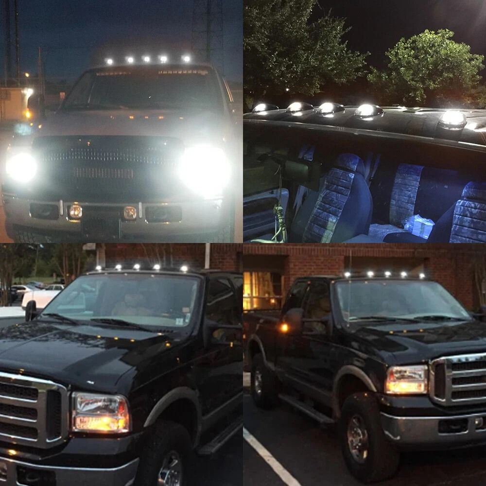 White LED Cab Smoke Roof Marker Running Lights Bright And Durable 3