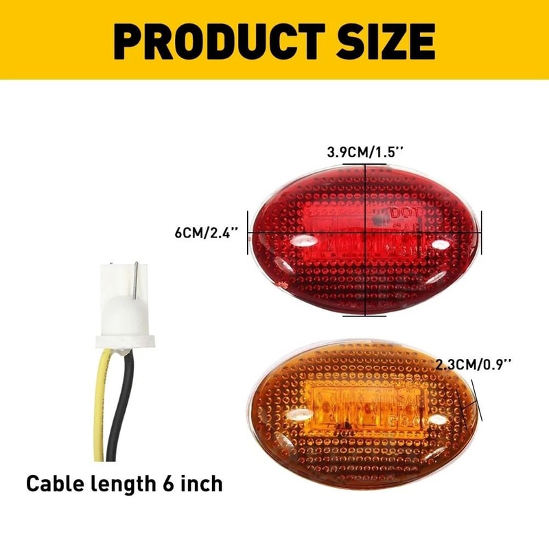 Bright RedAmber Dually Bed Side Fender Light LED Tail Light UV Treated ABS 2