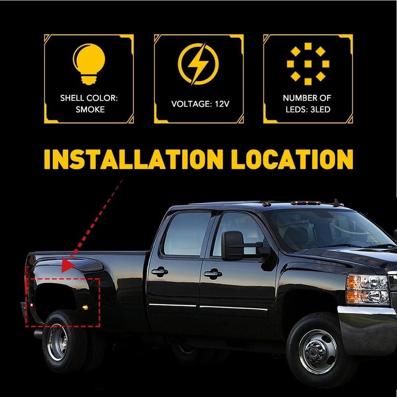 Bright RedAmber Dually Bed Side Fender Light LED Tail Light UV Treated ABS 10