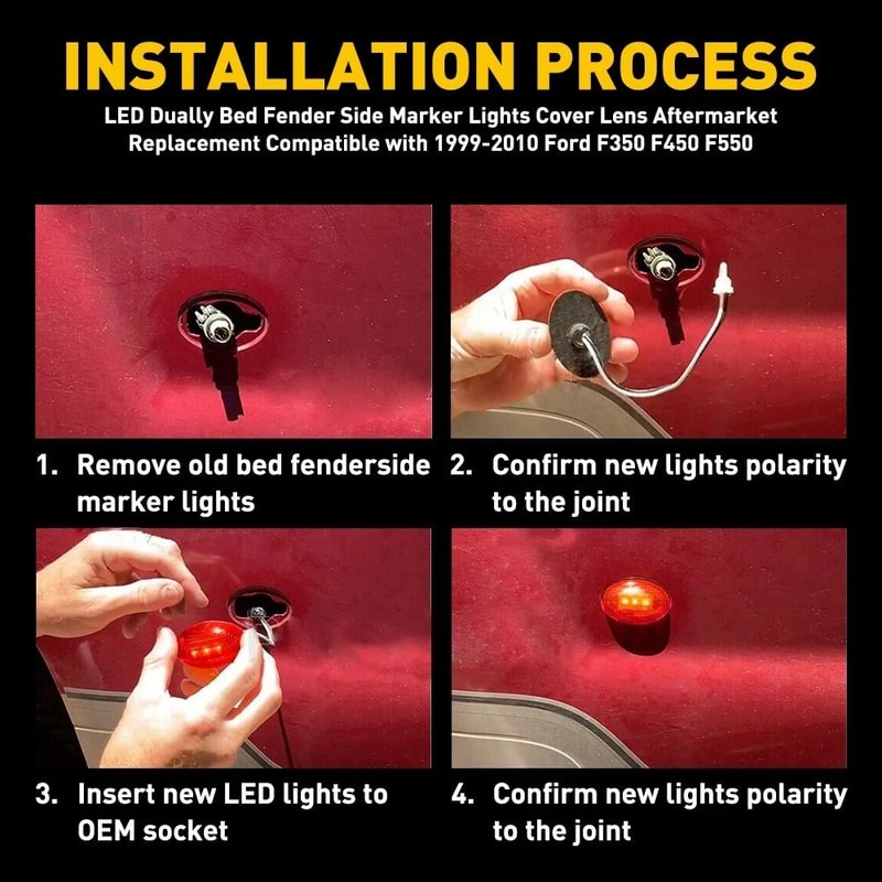 Bright RedAmber Dually Bed Side Fender Light LED Tail Light UV Treated ABS 11