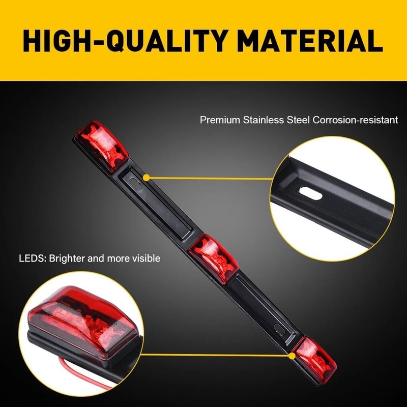 Bright RedAmber Dually Bed Side Fender Light LED Tail Light UV Treated ABS 5