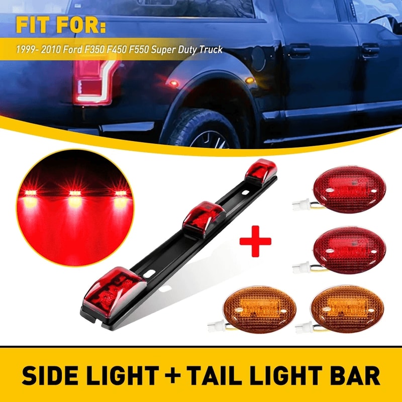 Bright RedAmber Dually Bed Side Fender Light LED Tail Light UV Treated ABS 12