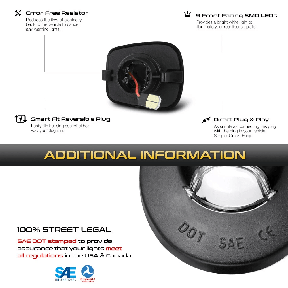 Waterproof LED License Plate Light White Durable Car Illumination 4