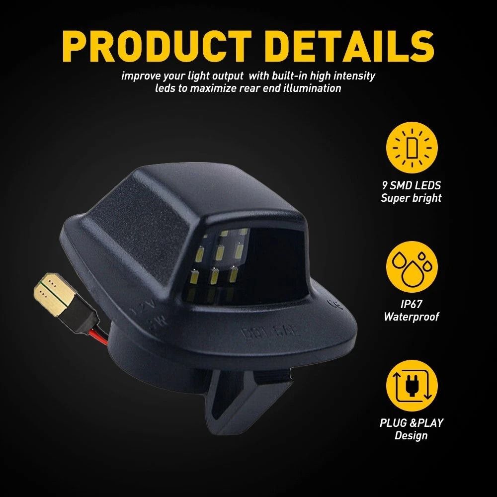 Waterproof LED License Plate Light White Durable Car Illumination 7