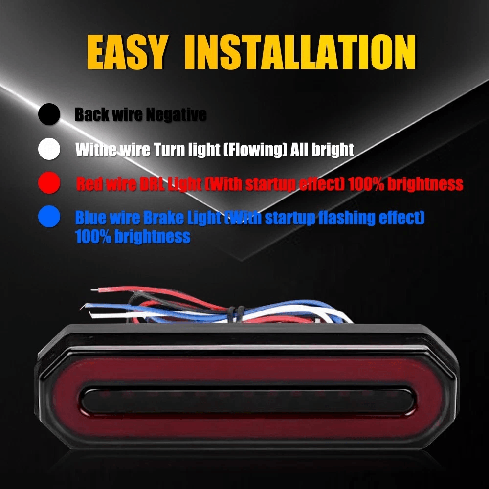 LED Truck Trailer Brake Stop Light With RedAmber Oval DRL Flowing Turn Signal 10