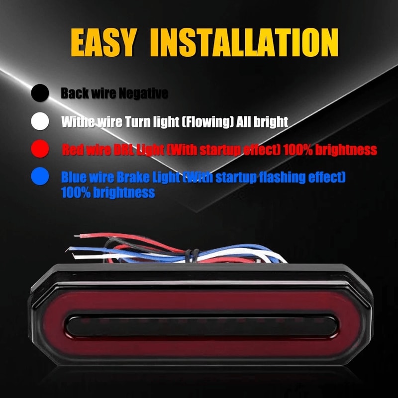 LED Truck Trailer Brake Stop Light With RedAmber Oval DRL Flowing Turn Signal 10