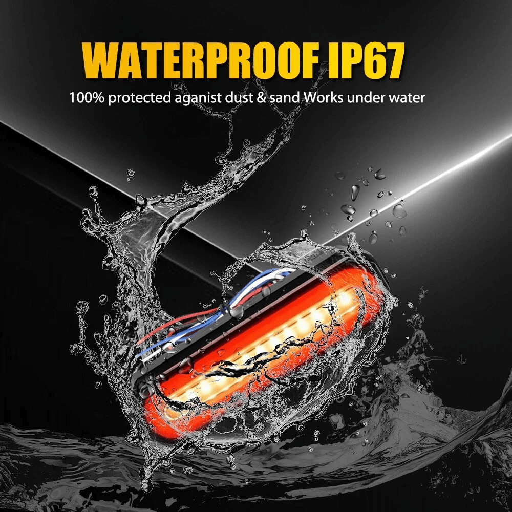 LED Truck Trailer Brake Stop Light With RedAmber Oval DRL Flowing Turn Signal 12