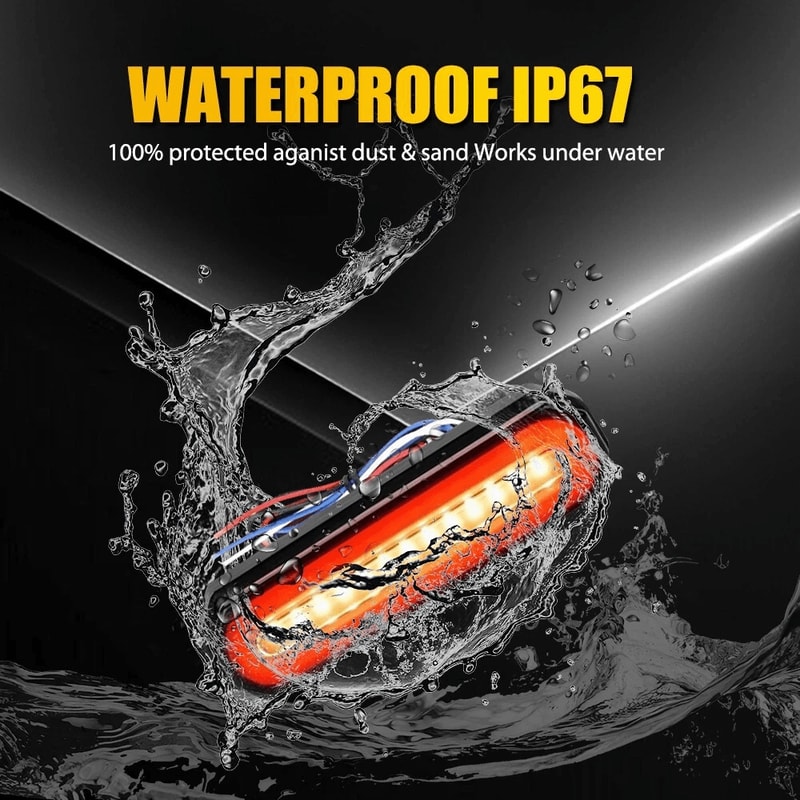 LED Truck Trailer Brake Stop Light With RedAmber Oval DRL Flowing Turn Signal 12