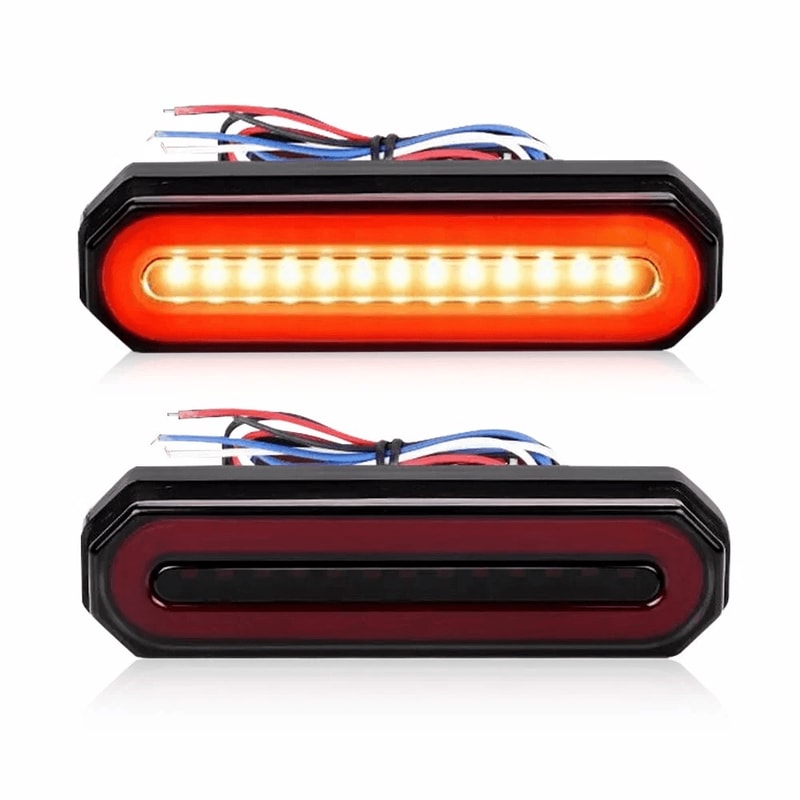 LED Truck Trailer Brake Stop Light With RedAmber Oval DRL Flowing Turn Signal 0
