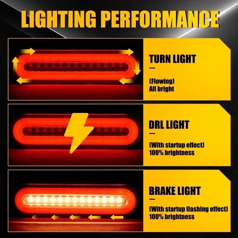 LED Truck Trailer Brake Stop Light With RedAmber Oval DRL Flowing Turn Signal 5