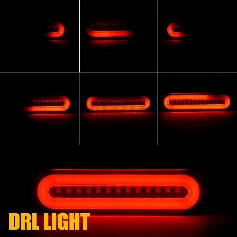LED Truck Trailer Brake Stop Light With RedAmber Oval DRL Flowing Turn Signal 6