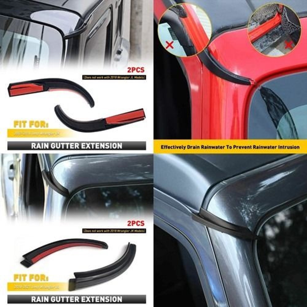 ABS Water Rain Gutter Extension For Jeep Wrangler JL Durable Hardtop Rain Diverter Quick Installati 1