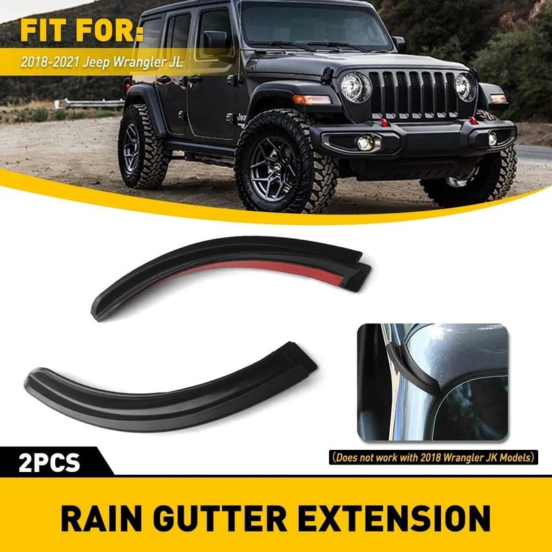 ABS Water Rain Gutter Extension For Jeep Wrangler JL Durable Hardtop Rain Diverter Quick Installati 9