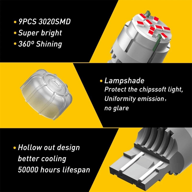 LED Brake Stop Light Bulb Lamp Bright Red LongLasting Universal Fit For CK And Standard Plugs 1