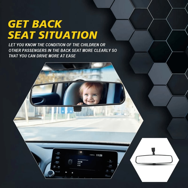 Premium Black Interior Rear View Mirror Eliminates Blind Spots AllWeather Ready 6